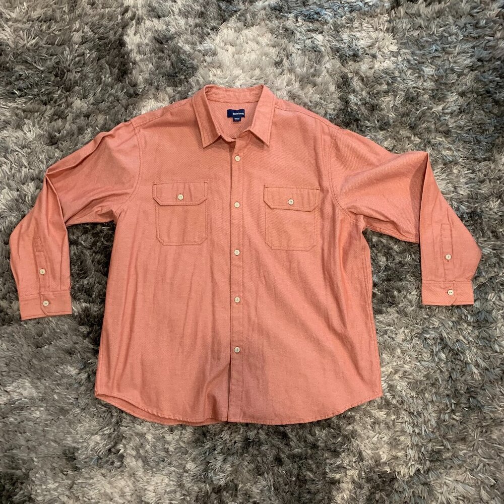 Basic Editions Vintage Men's Salmon Long Sleeve Button Up dress shirt XXL